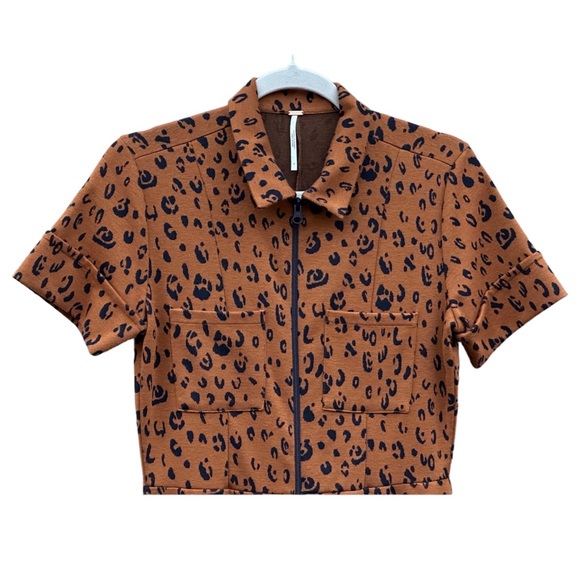 Free People Ellie Jumpsuit Leopard Print Zip Front Wide Leg NWOT Small - Picture 3 of 8